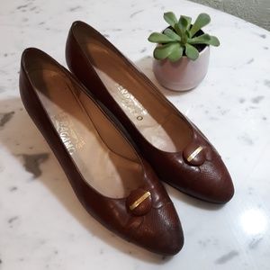 FERRAGAMO lizard skin kitten heels